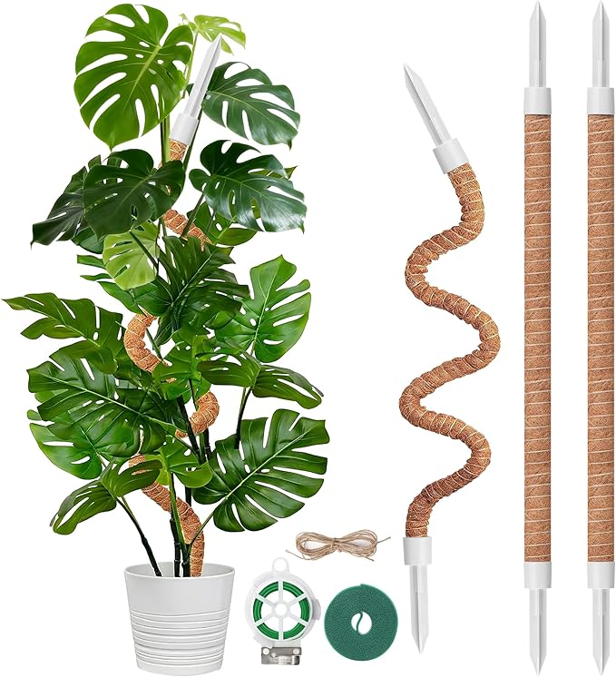 3 Pack 28'' Bendable Moss Pole for Plants, Heavy Duty Moss Plant Support Pole for Monstera Pothos & Climbing Houseplants, Extendable Indoor Potted Plant Stake Trellis