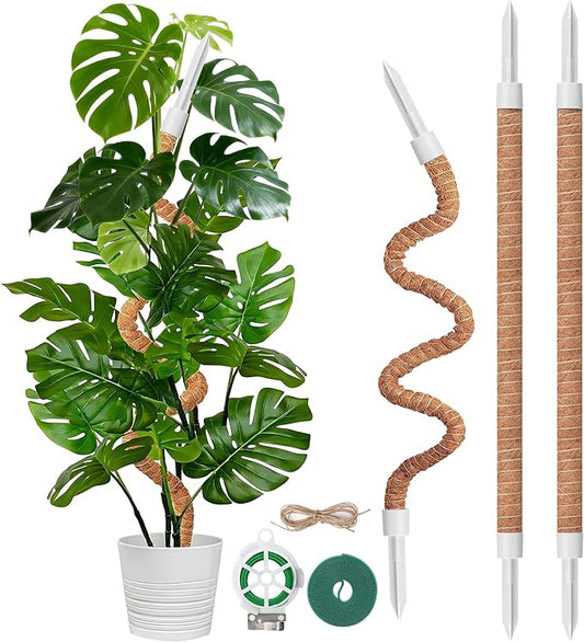 3 Pack 28'' Bendable Moss Pole for Plants, Heavy Duty Moss Plant Support Pole for Monstera Pothos & Climbing Houseplants, Extendable Indoor Potted Plant Stake Trellis