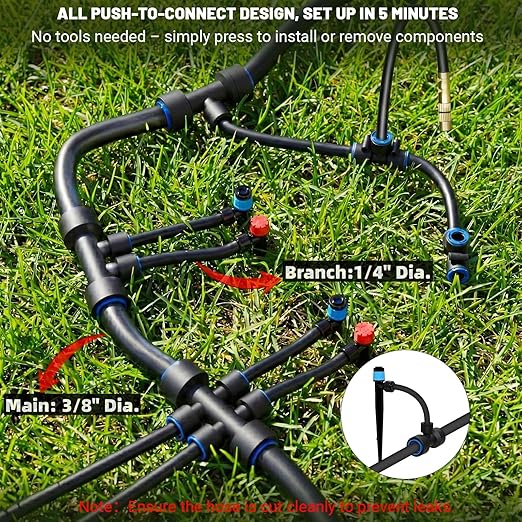230FT Drip Irrigation Kit with Quick Connect PE Tubing, Automatic Garden Watering Sprinkler System, 2026 Upgraded Water-Saving Design with 3 Adjustable Misting Emitters, Greenhouse & Raised Bed