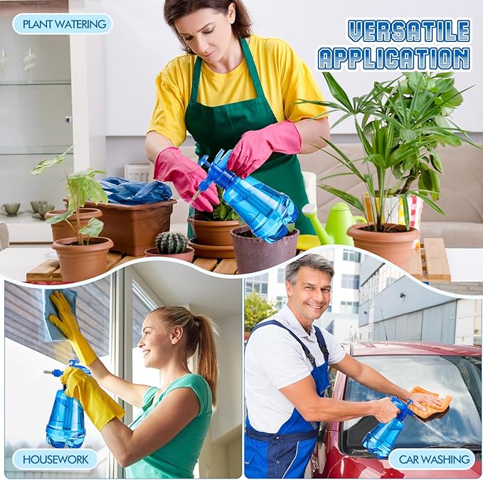 Teenyyou 2 Pcs 1.5 Liter Misters Spray Pump Bottle with Full Neoprene Jacket and Built in Carrying Strap Garden Plant Mister Spray Bottle for Spring Personal Cooling Plants Watering (Blue)