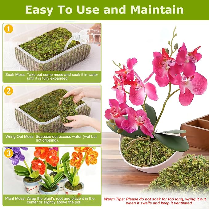 Legigo 4.4LBS Sphagnum Moss for Plants, 80QT Natural Orchid Moss Potting Mix Dried, Green Forest Plant Moss for Orchid Repotting Carnivorous Succulents Indoor Potted Plants Gardening and Reptiles