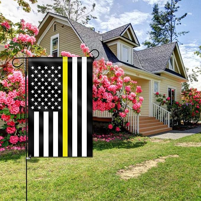 Anley Double Sided Premium Garden Flag, Thin Yellow Line US National Decorative Garden Flags - Weather Proof & Double Stitched - 18 x 12.5 Inch
