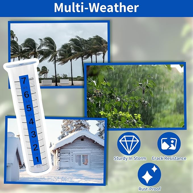 TBWHL Plastic Rain Gauge Replacement Tube 7" Easy to Read Freeze Proof Rain Gauges Outdoors Best Rated for Garden, Yard, Patio, 8.26 x 2.26 x 1.77 inches Cold Resistance Crack Resistance for Outdoor