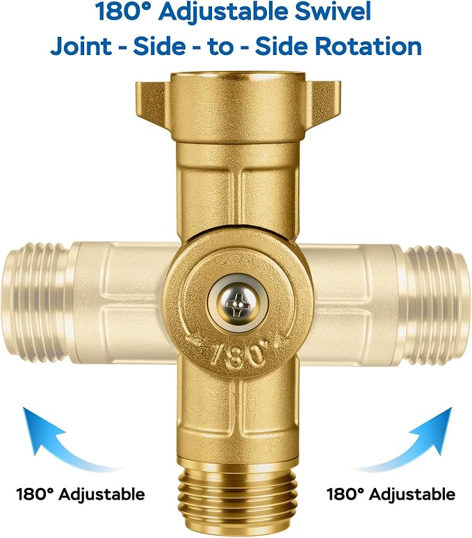 180° Swivel Brass Garden Hose Connector Water Hose Adapter, 3/4-11.5NH Garden Hose Fittings Water Hose Connector for Irrigation/Car Wash/Patio Cleaning