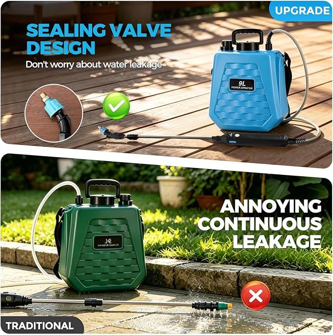 Upgraded Battery Powered Sprayer Wand, Rechargeable Electric Pump Sprayer with 3 Adjustable Nozzles, Sprayer Wand for Tank Sprayer, Portable Watering Wand for Lawn Garden Watering