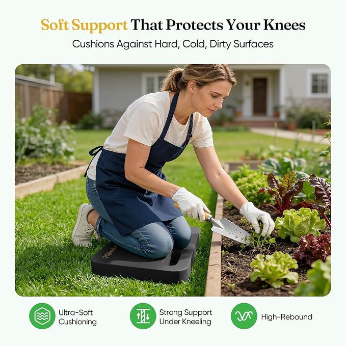 Grenebo High-Density NBR Foam Garden Kneeling Pad, 1.6" Extra Thick Gardening Pads for Kneeling, Ultra Soft Kneeling Pads for Gardening, Work, Exercise, Yoga, 17.3×11×1.6 in (2, Black Pink)