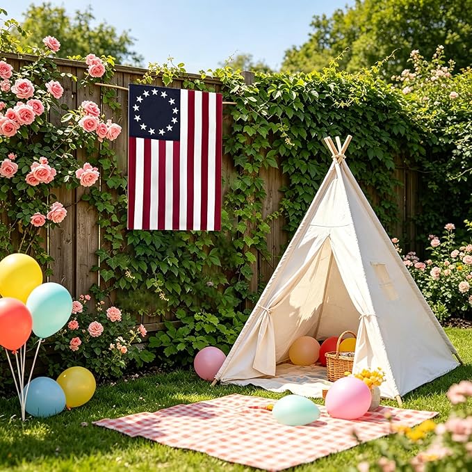 Betsy Ross Garden Flag 12x18 Inch Double Sided, 13 Star Colonial American Garden Flags for Outside, USA 250th Anniversary Patriotic Yard July 4th Decoration