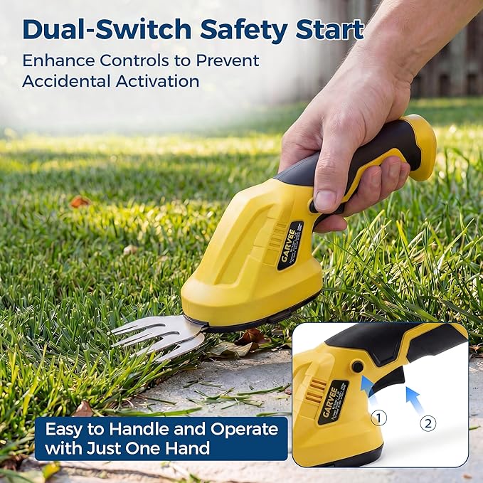 Cordless Hedge Trimmer & Grass Shear, 7.2V 2-In-1 Electric Handheld Shrub Trimme, Lightweight Rechargeable Bush Trimmers, Brushless Motor, with Type-C Cable, Dual Safety Switch, for Lawn, Garden, Yard