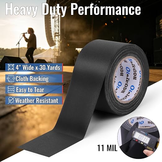 New Upgrade Gaffer Tape Bulk 6 Pack, 11 Mil Industrial Grade Gaffer Tape, 3’’ x 30 Yards, Strong Adhesion, Easily Remove No Residue, Professional Matte Finish No Reflection, Black Cloth Tape for Stage