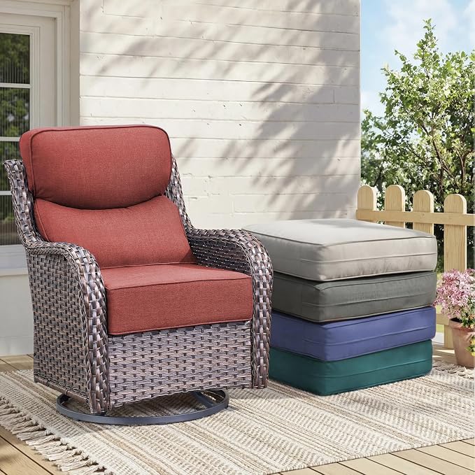 Luxury 6-Inch Outdoor Chair Cushions - 24"* 24" Patio Furniture Cushions with Dual Layer Back Support & Removable Cover, 28D High Density Sponge Patio Cushion for Outdoor Furniture Couch Red