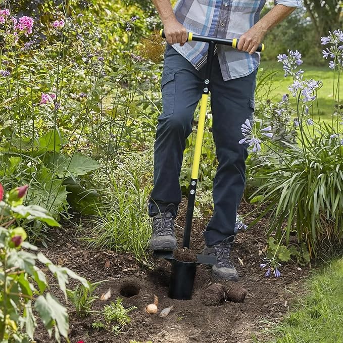 Jardineer Bulb Planter Tool Long Handle, Heavy Duty Garden Transplanter with Ergonomic Handle, Ideal for Planting Bulbs, Seedlings, Flowers & Vegetables, Durable Gardening Hand Tool