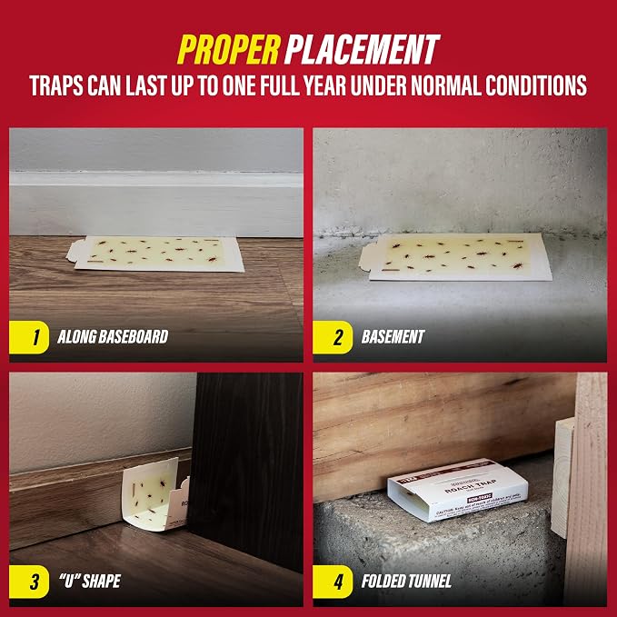 Catchmaster Roach Trap Glue Boards 6-Pk, Adhesive Bug Catcher, Insect & Roach Killer, Scorpion, Spider, Cricket, & Cockroach Traps for Home, Bulk Glue Traps for House & Garage, Pest Control for Home