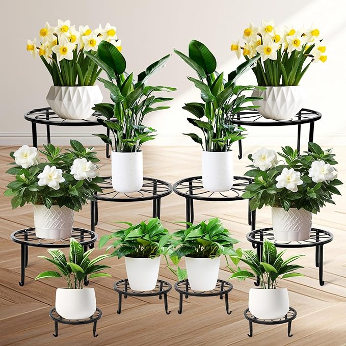 ESRICH 10 Pack Plant Stand, Metal Plant Stands for Outdoor Indoor Plants, Heavy Duty Plant Stands for Multiple Plant, Anti-Rust Iron Plant Pot Shelffor Planter, Potted Plant Holder for Garden Home