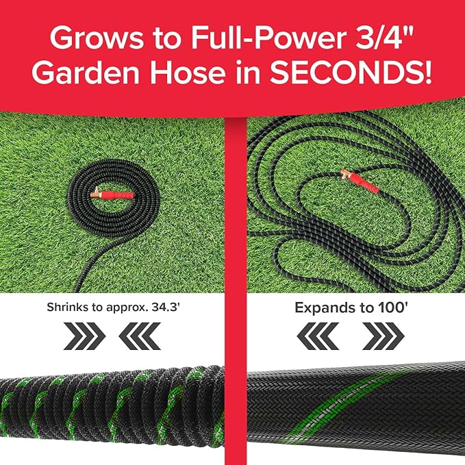 Pocket Hose Ballistic Double UV Edition 100 FT Expandable Garden Hose w/Pocket Pivot Swivel Connector, Anti-Burst Sleeve Reinforced w/Bulletproof Fiber, Lightweight, No-Kink, Compact, AS SEEN ON TV
