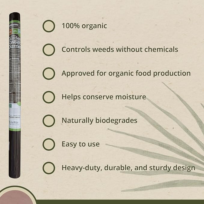 Dewitt 2-Pack Garden Weed Barrier Natural Paper Mulch, Black, 3 x 300 Feet – Organic Gardening Ground Cover Mat for Vegetable Gardens, Beds, Greenhouse, and Outdoor Planting Areas