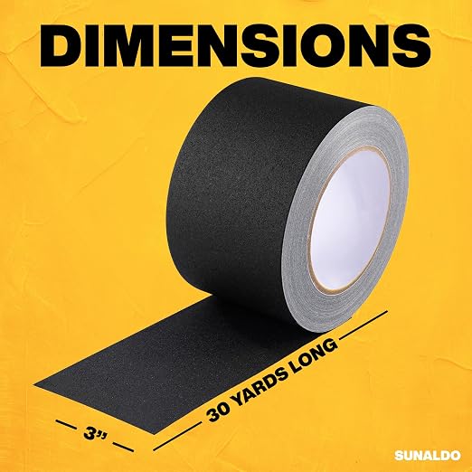 Gaffers Tape Heavy Duty, Easy to Rip, Residue-Free Professional Grade Floor Tape for Electrical Cords, Matte Finish Non Reflective, Weather Resistant (1, Black, 3" x 30 Yards)