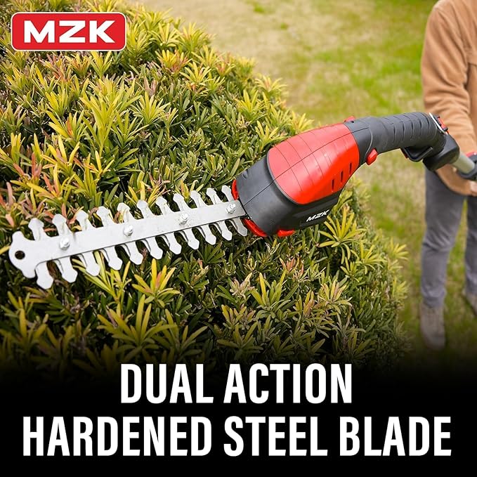 MZK 2-in-1 20V Pole Mini Hedge Trimmer & Grass Shear, 13ft Reach, Electric Hedge Trimmer with Extension Pole, Multi-Angle,Used in Garden,Yard(2*Batteries and Charger Included)