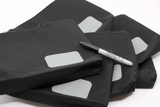 COREFLEX Premium Tool Pouch Zipper Bag, Small Tool Bag, Multipurpose Storage pouch, Heavy duty Flat Bottom Tool bag with YKK Zipper (6 pack Large 12inch Black)