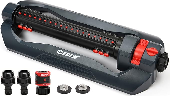Eden 96212 Turbo Oscillating Sprinkler | Covers Up to 4,400 sq. ft.,18 Precision Nozzles,Adjustable Range,Flow Control,Triple Nozzle Width Switches,Turbo Drive Motor,Quick Connect Bundle,(Pack of 12)