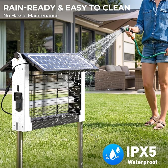 Solar Bug Zapper, 4500V Mosquito Zapper Outdoor Waterproof with Dual Solar Panel, USB Rechargeable Mosquito Killer, Cordless Fly Insect Zapper Waterproof for Patio Yard Garden Home Camping