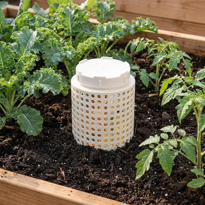 Inground Worm Composter, Outdoor Worm Farm Compost Bin Kit with Lid for Raised Garden Beds, Reducing Food Waste Composting Systems - with Gloves & Shovel(10.24 * 4.3 * 4.3 in (2 PCS))