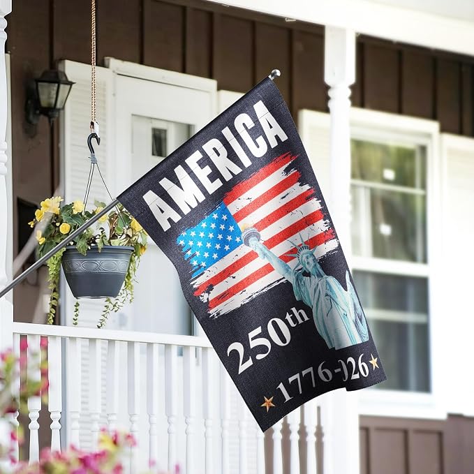 USA 250th Anniversary Flag - 12x18 Inch Double Sided 4th of July Garden Flag, Independence Day Porch Banner, 1776-2026 Independence Day Flag Outdoor Yard Decor
