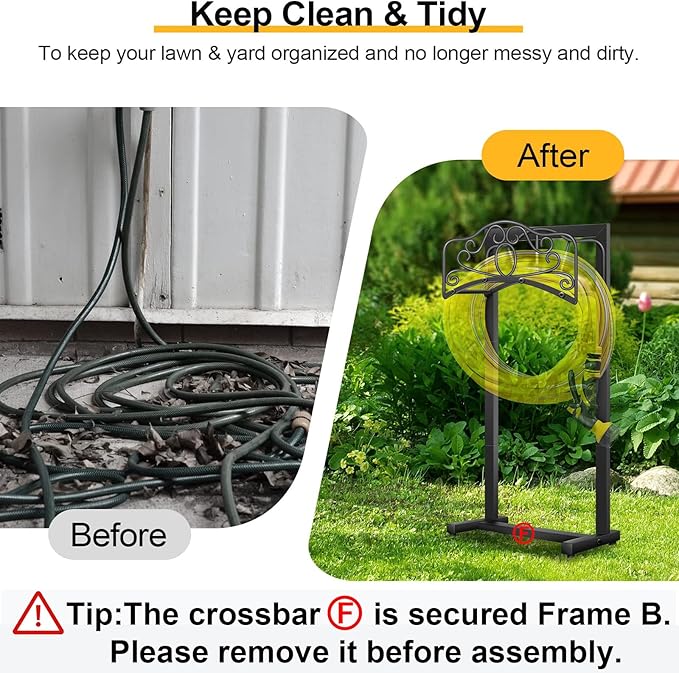 Garden Hose Holder -Upgraded Hose Holder Holds,Freestanding Heavy Duty Hose Hanger,Sturdy Hose Stand and Hose Storage for Lawn & Yard,Black(Butterfly-Style)