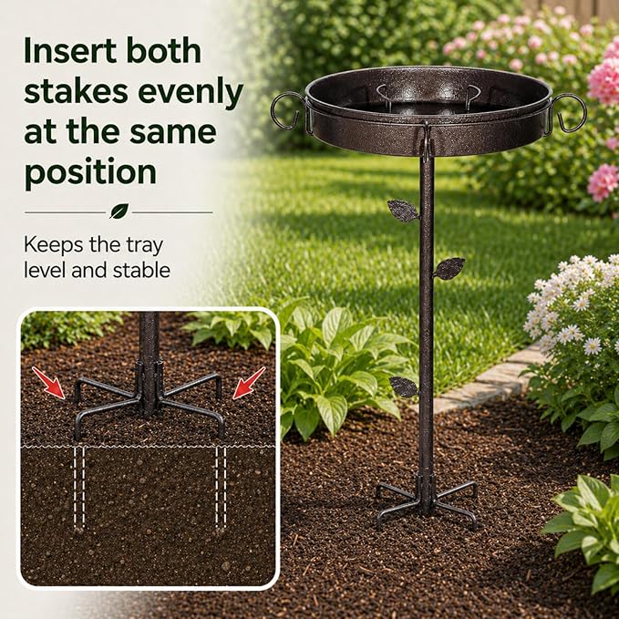 35 in Metal Bird Bath for Outside,12 in Dia Bowl with Upgraded 5-Pronged Base,Freestanding Bird Feeder Stand for Patio,Lawn,Garden