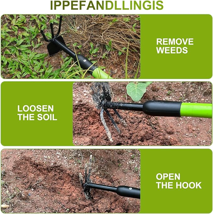 Garden Hoe for Women & Seniors, Lightweight Telescoping Dual Head Weeder with Adjustable Handle, Rust Resistant for Raised Beds, Flower Pots & Container Gardening - Easy to Use, Back-Friendly
