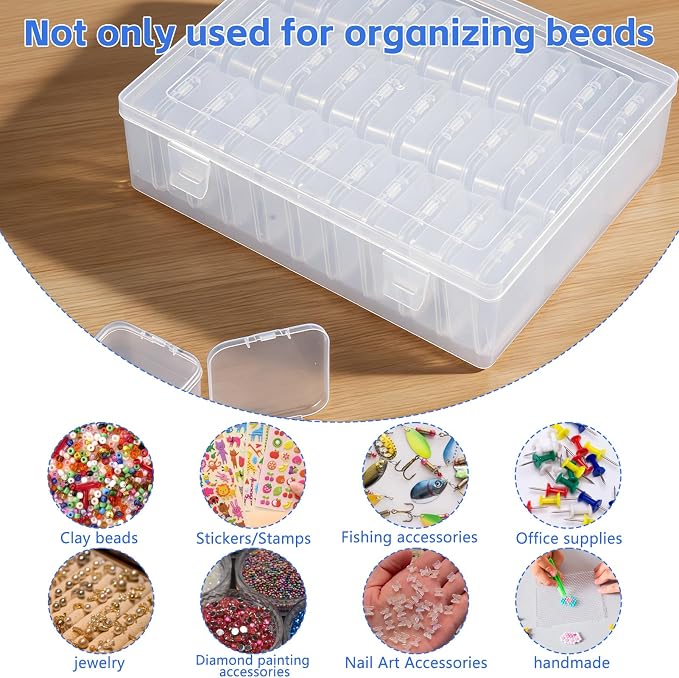 Bead Organizer Box 150Pcs Small Clear Plastic Bead Storage with Labels, Mini Craft Storage Containers with Hinged Lid for Jewelry Making, Beads, Nail DIY, Screws, Seeds Storage & Organizion