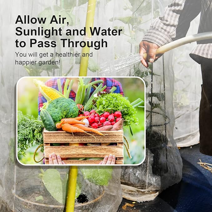 Garden Insect Netting Pest Barrier: 4'x20' Bug Netting for Garden Protection Mosquito Net Fine Mesh Cicada Tree Net Greenhouse Row Cover for Crops Plants Vegetables Flowers Fruits Silver