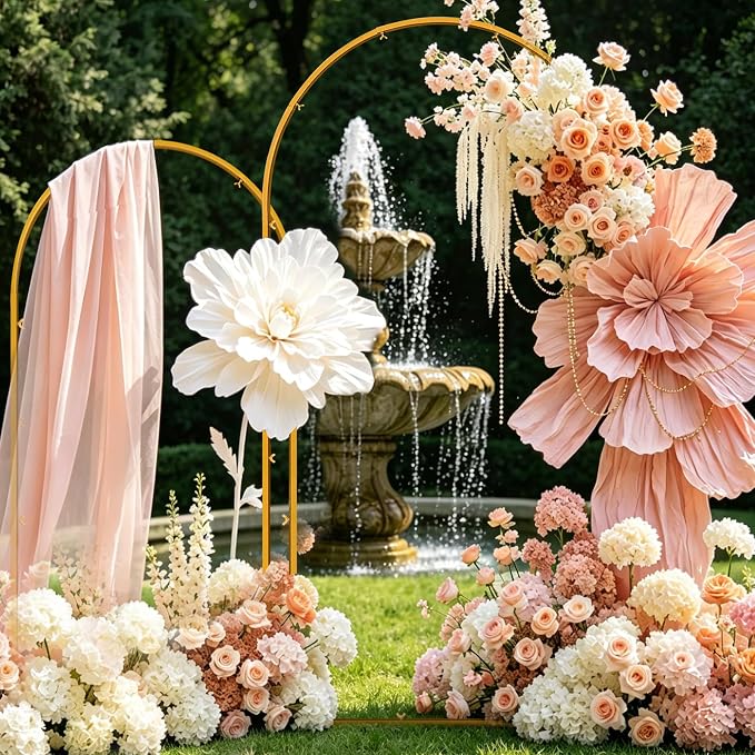 Metal Arch Backdrop Stand Set of 2 Gold Wedding Arch Stand 7.2FT & 6FT Arched Backdrop Frame for Birthday Party Anniversary Engagement Anniversary Bridal Valentine Party Event Decoration