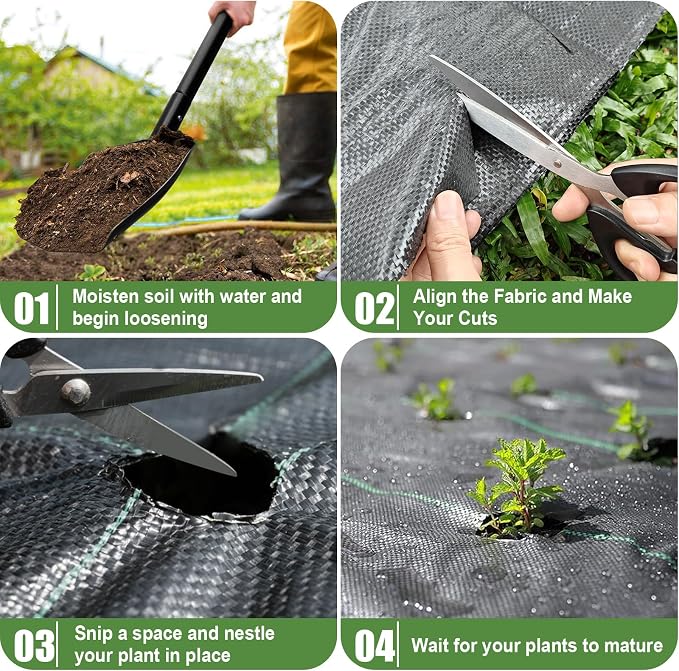 4FTx300FT Weed Barrier Fabric Heavy Duty, Gardening Landscape Fabric Cover Mat, Durable Weed Control Fabric for Garden Bed Cover, Landscaping, Commercial Driveway, Underlayment Use (4x300FTT-3.2OZ)