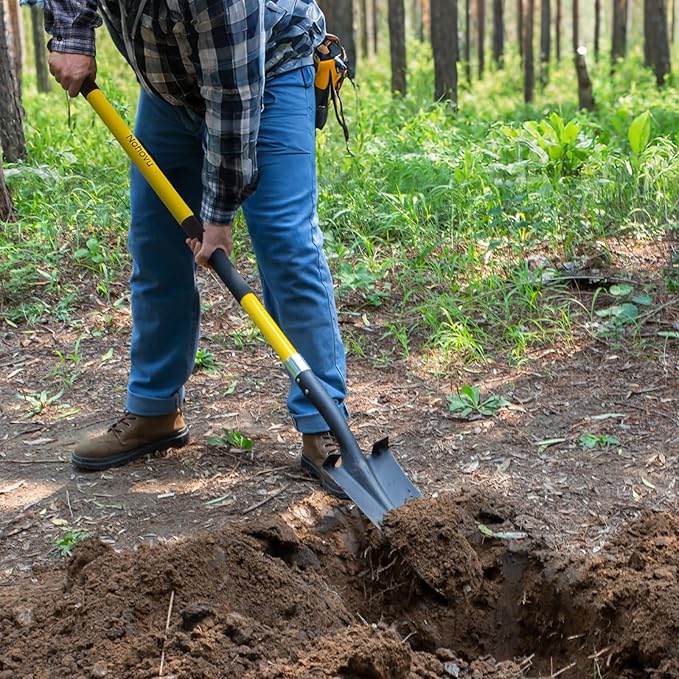 Nohovu Shovel for Digging, Heavy Duty Shovel with Fiberglass Handle, 58 Inches