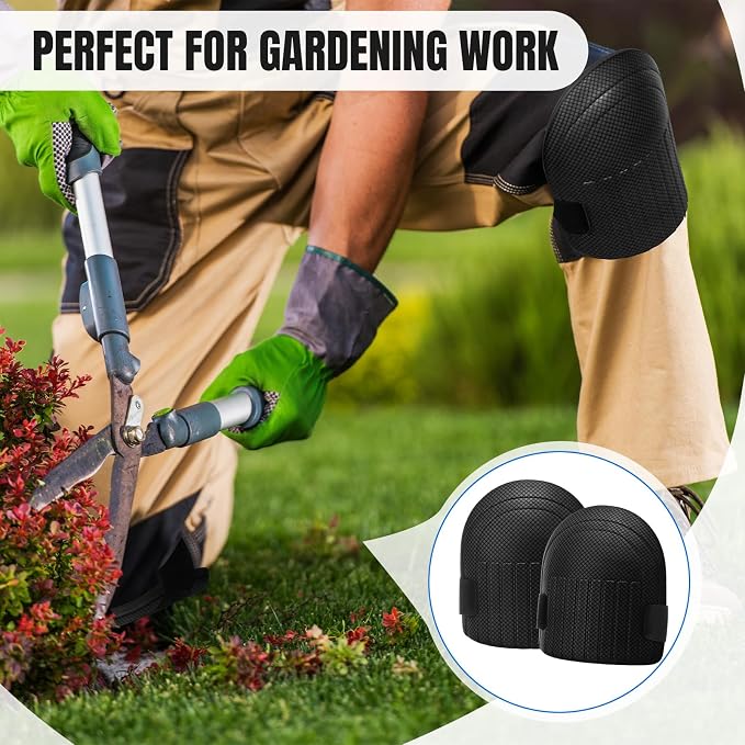 WinnerWhy Gardening Knee Pads for Women and Men Lightweight Waterproof Foam Knee Pads for Gardening and Housework with Adjustable Hook'n'Loop Straps(Black)