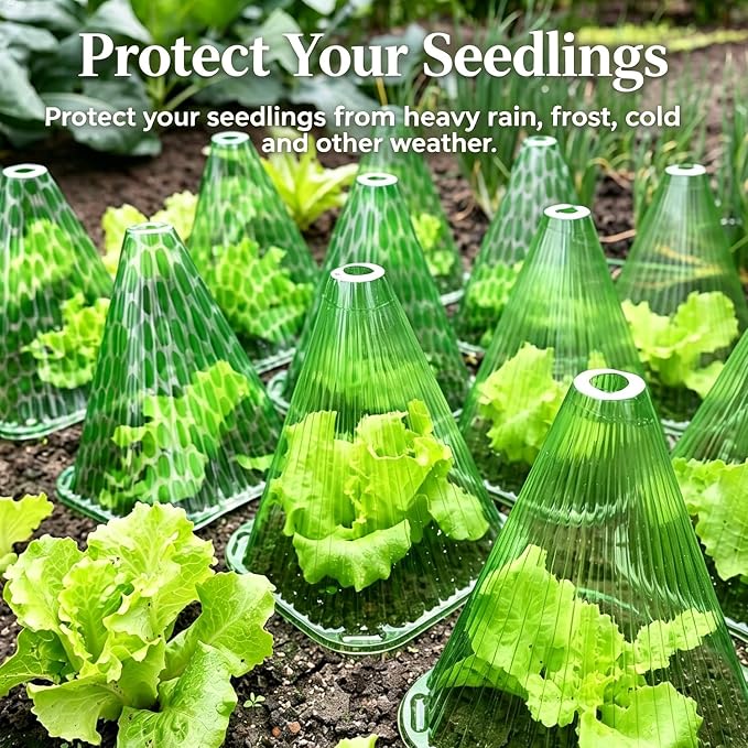 Fshow 40 Pack Garden Cloches for Plants, Reusable Bell Plant Cover, Plant Covers Protectors from Animals Snails/Birds/Chickens/Insect(Diameter:7.5" Height: 9")