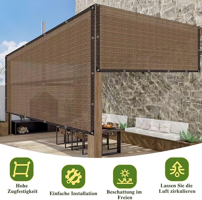 80% Shade Cloth -6.5x6.5FT Sunblock Net with Grommet,Lightweight and Durable UV Protection,Shade Cloth for Garden Patio Pergola Balcony Plants Greenhouse Dog Kennel Chicken Coop Outdoor
