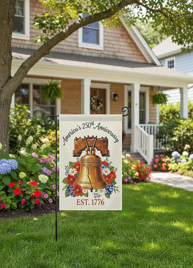 Usa 250th Anniversary Garden Flags,America Garden Flags For Outside,12x18'',Double Sided Flag For Outdoor Garden Decor (Liberty Bell)