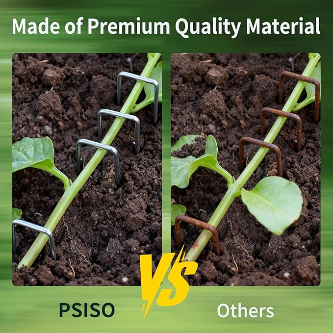 PSISO 57 Pack 4 Inch Galvanized U-Shaped Garden Stakes Landscape Staples, 12 Gauge Heavy Duty Tent Stakes Ground Yard Lawn Pins for Landscaping, Weed Barrier Fabric, Fencing, Outdoor Decor