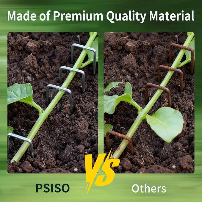 PSISO 40 Pack 6 Inch Galvanized U-Shaped Garden Stakes Landscape Staples, 12 Gauge Heavy Duty Tent Stakes Ground Yard Lawn Pins for Landscaping, Weed Barrier Fabric, Fencing, Outdoor Decor