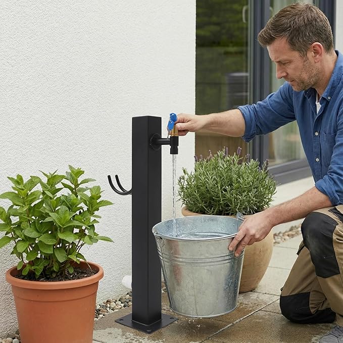 Outdoor Vertical Garden Water Column, 304 Stainless Steel & All-Copper Faucet, Dual Water Inlet，Outdoor Antifreeze Faucet Dispenser Hydrant Water Feature Fountain, for Irrigation