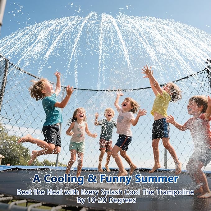 Trampoline Sprinkler with Lights - 16 Colors LED Trampoline Water Sprinkler, Remote Control Waterproof Sprinkler for Trampoline, Trampoline Water Accessories for 8-12FT