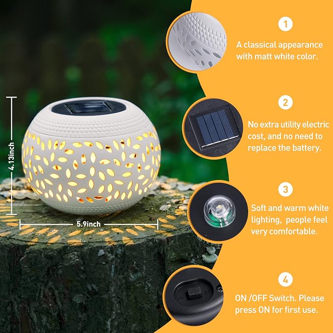 JMEXSUSS Solar Lanterns Outdoor Waterproof, LED Lanterns Decorative Outdoor, Lights Solar Table Lamps for Outside Patio Garden Porch Balcony Camping Pool Bistro Yard Decor (White)