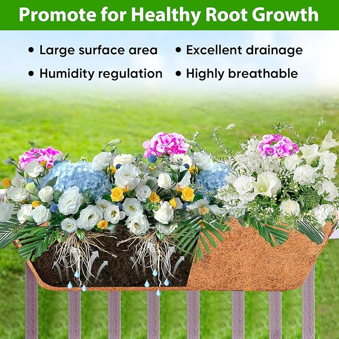 HKZ Deck Balcony Railing Planter Window Boxes - 2 Pack 30 Inch Planter Box, Balcony Planters Railing Hanging, Window Boxes Outdoor Fence Planters