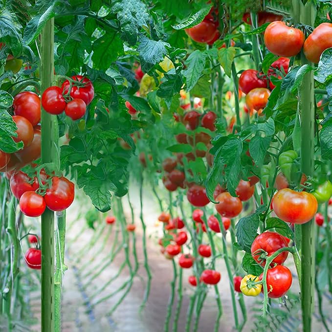 72 Pcs Garden Stakes 30 Sets 16 Inch Steel Tomato Plant Stakes and Accessories, DIY 4ft 5ft 6ft 7ft Plant Stakes Sticks Supports for Outdoor, Gardening, Vegetables, Pepper, Fences (16 inch)