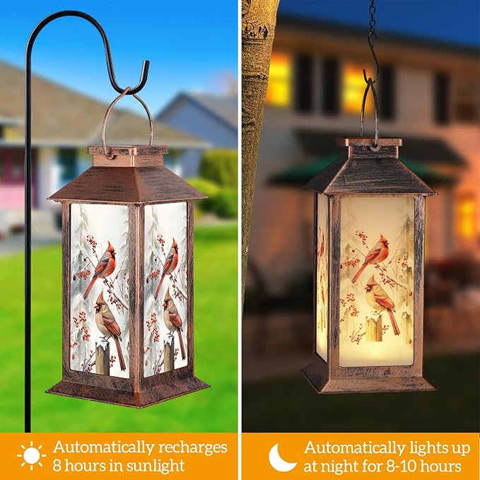 Solar Lanterns for Garden Decor, Waterproof Design Solar LED Hanging Lights for Yard, Patio, Lawn, and Porch, Gifts for Mom, Grandma(Snow Scene)