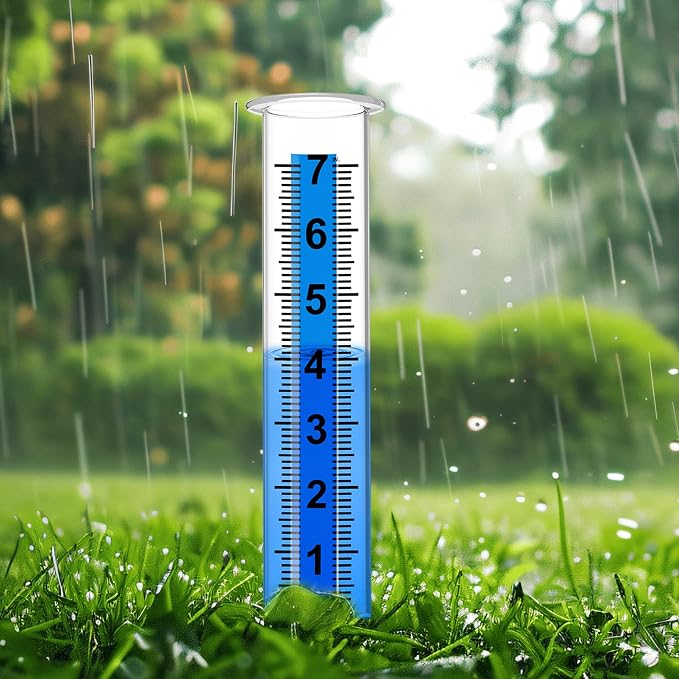 Rain Gauge Outdoor, Rain Gauge Replacement Tube, 7" Capacity Plastic Rain Gauges Outdoors Best Rated, Large Guage for Yard Garden Fence Lawn Farm, 2 Pcs Tubes with 1 Clean Brush
