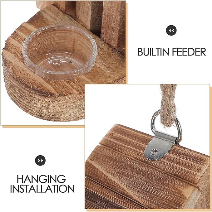 Uonlytech Wooden Butterfly House with Feeder Hanging Garden Butterfly Habitat Refuge Nesting Box for Patio Yard Wildlife Feeding and Decoration