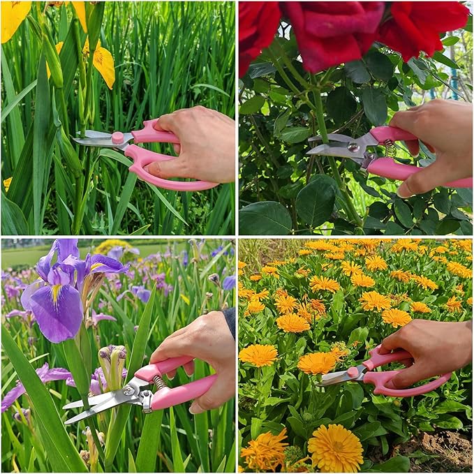 Garden Scissors 3Pcs Floral Shears with 3 Different Blades,Floral Scissors with Comfortable Grip Handle for Cutting Flowers Trimming Plants