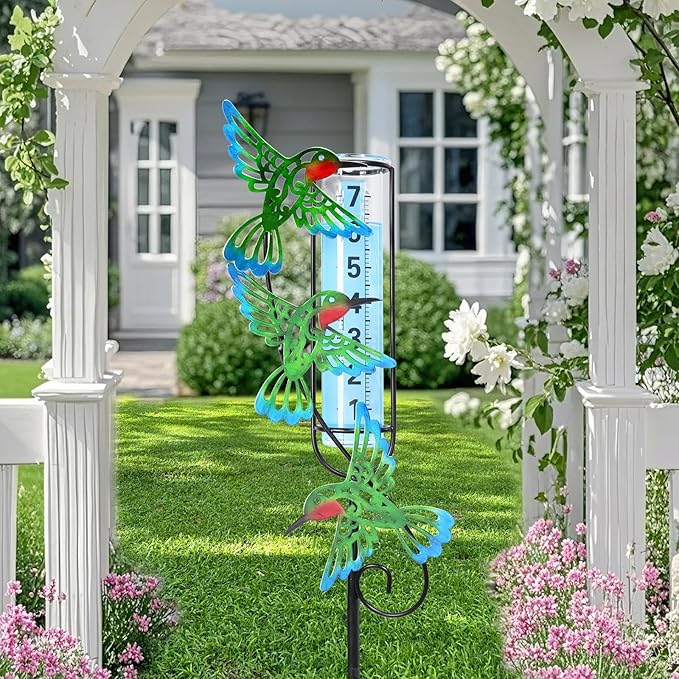 MUMTOP Rain Gauge Outdoor Hummingbird, 36 Inch Large Number Easy Read Water Measure Gauge for Lawn, Yard and Garden(Hummingbird)